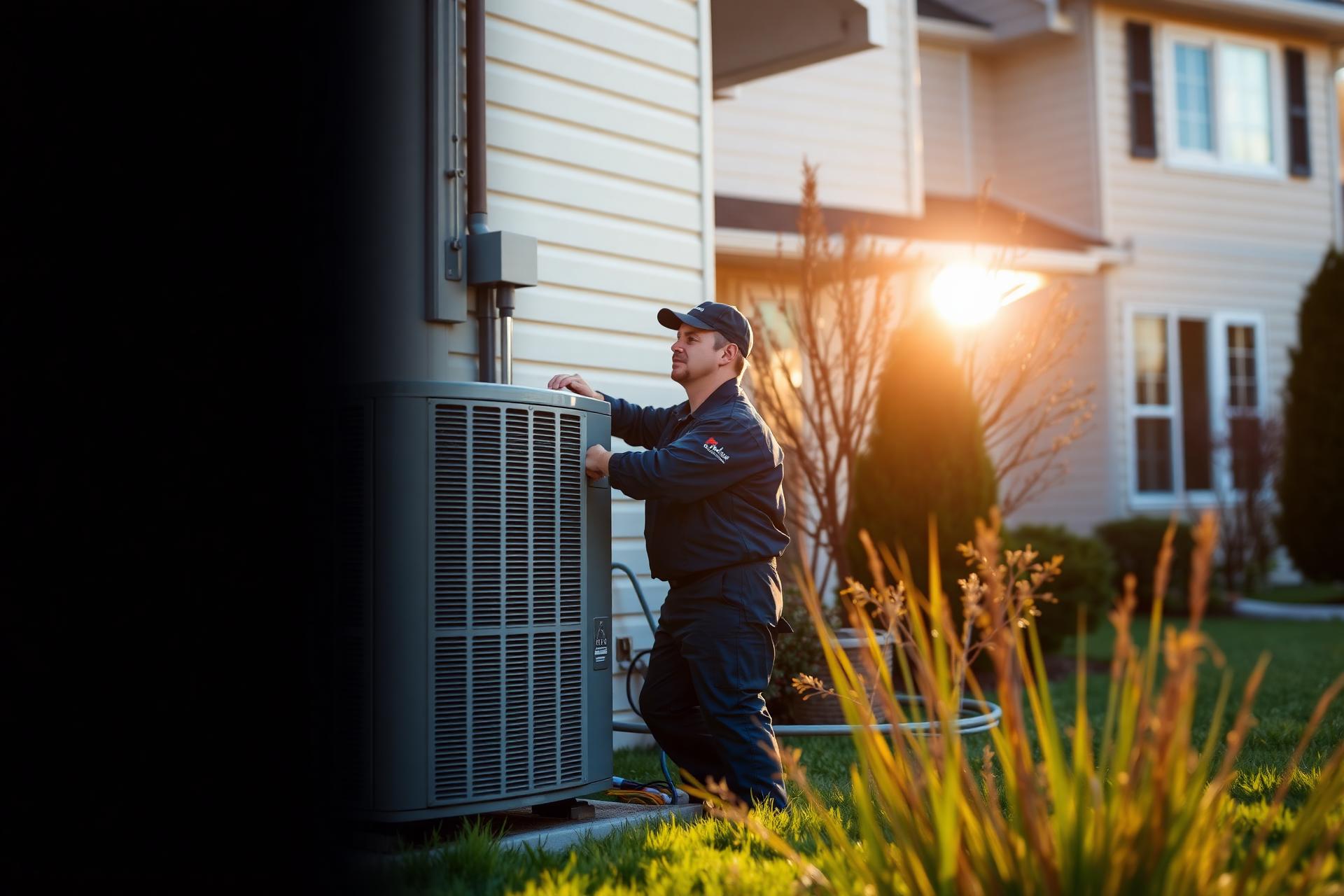 HVAC technician servicing an outdoor AC unit